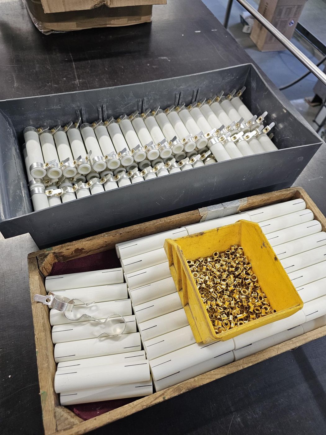 Ceramic resistor formers and brass terminals transferred from Melbourne