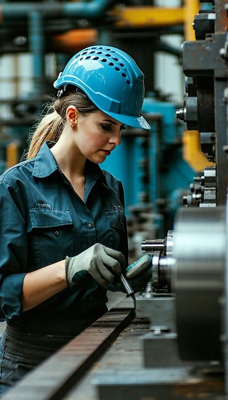 Technician at work in heavy industry